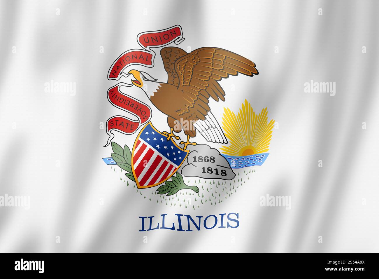 Drapeau de l'Illinois, états-unis agitant la collection de bannières. Illustration 3D. Drapeau de l'Illinois, États-Unis Banque D'Images