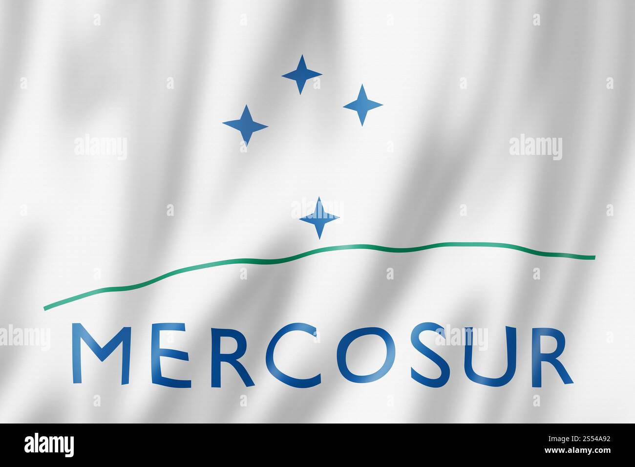 Drapeau du Mercosur, marché commun du Sud. Illustration 3D. Drapeau du Mercosur, marché commun du Sud Banque D'Images