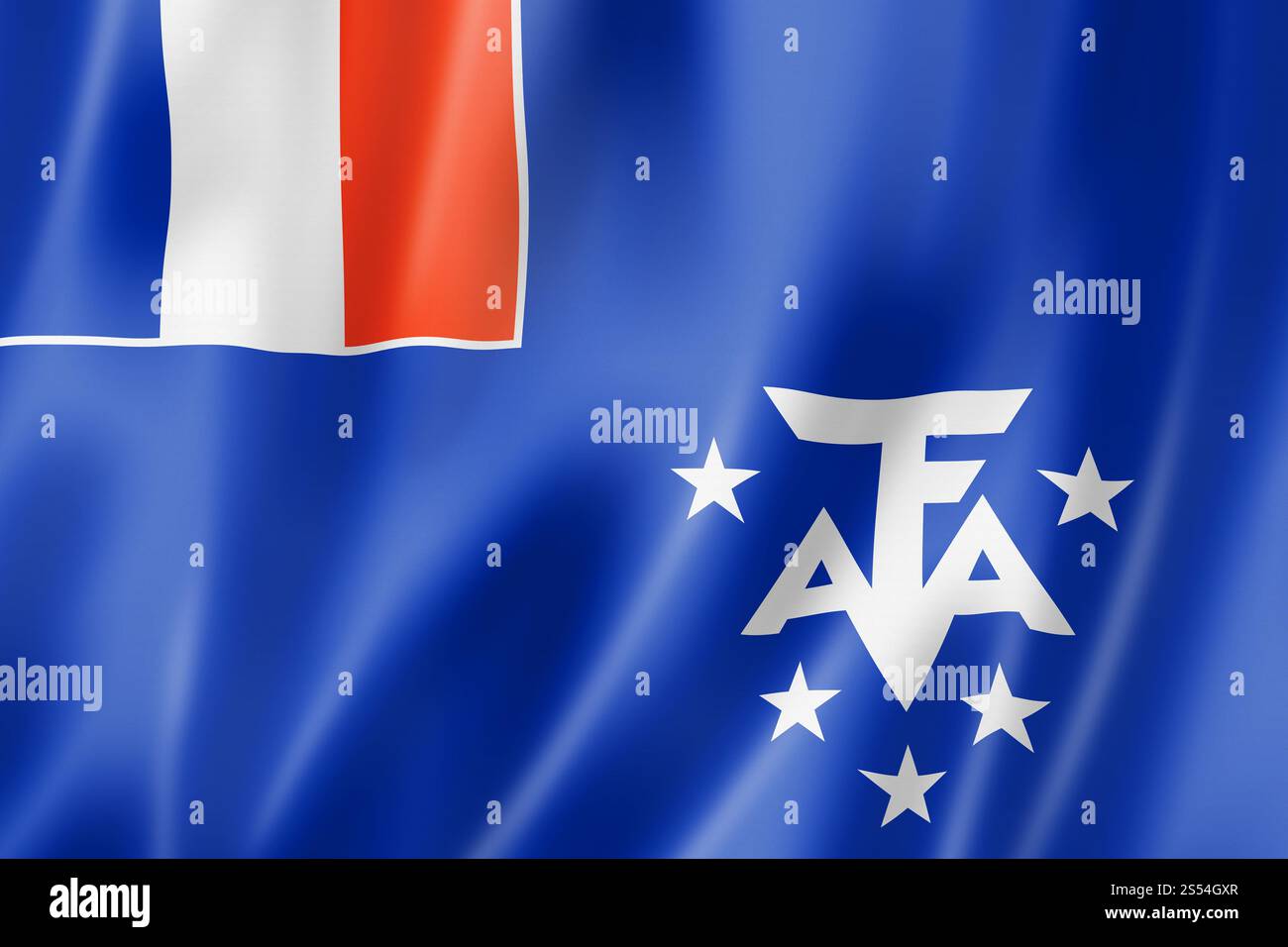 Drapeau français des terres australes et antarctiques, territoires d'outre-mer de France. Illustration tridimensionnelle Banque D'Images