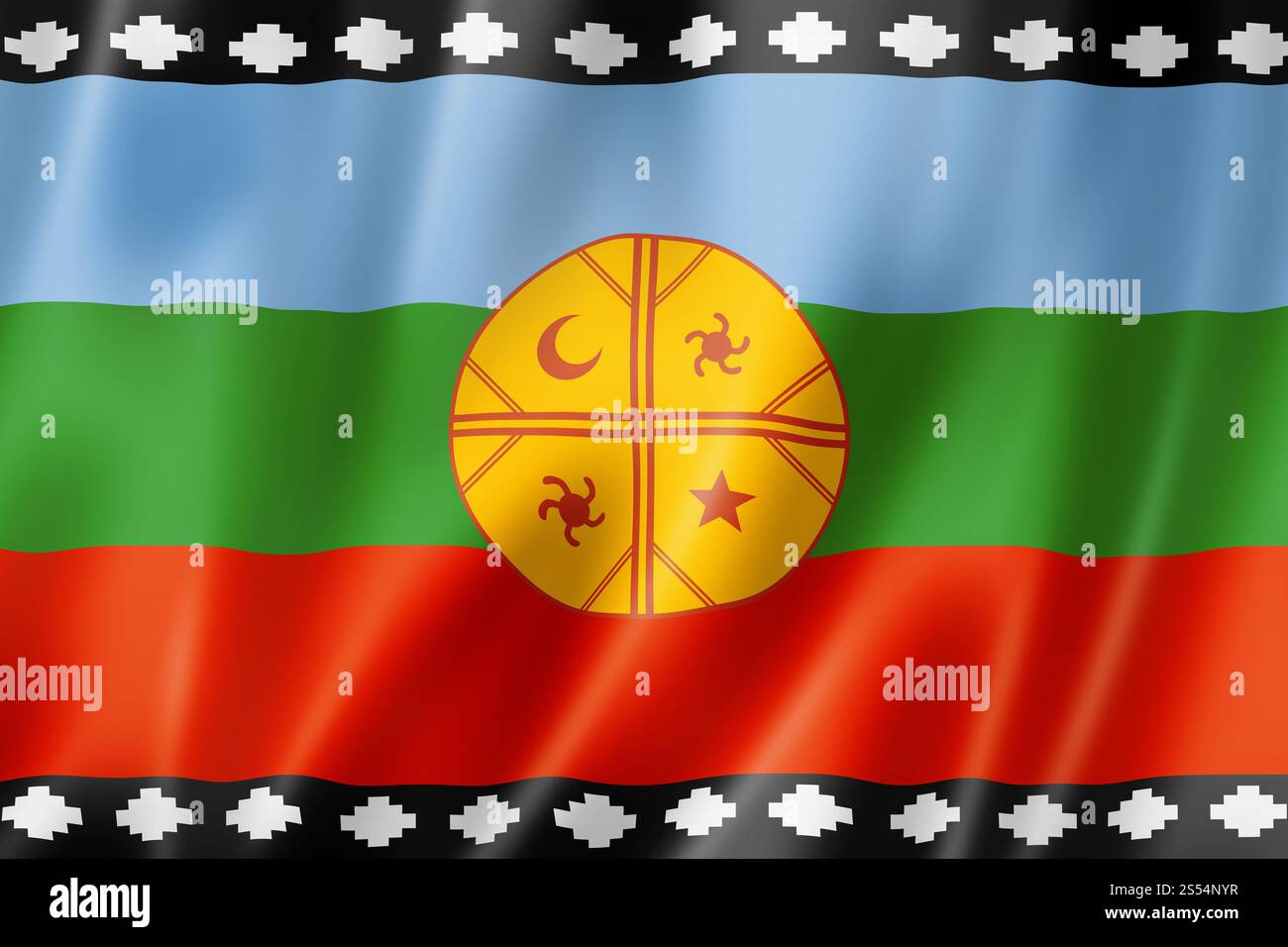 Drapeau ethnique mapuche, Amérique du Sud. Illustration 3D. Drapeau ethnique mapuche, Amérique du Sud Banque D'Images