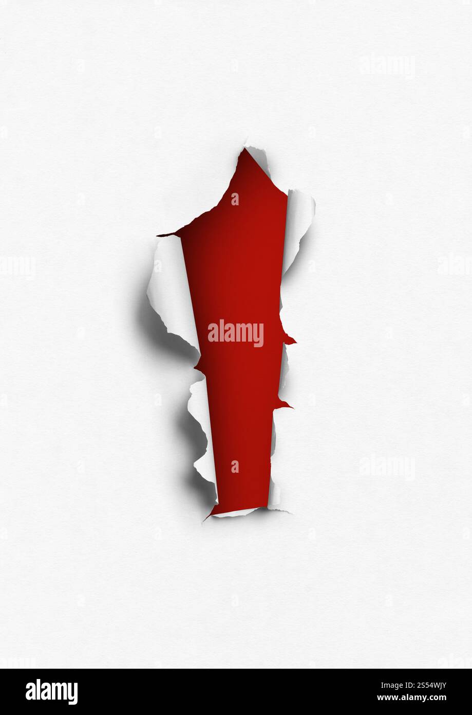 Papier déchiré avec trou rouge. modèle d'arrière-plan vierge. Papier déchiré avec trou rouge Banque D'Images