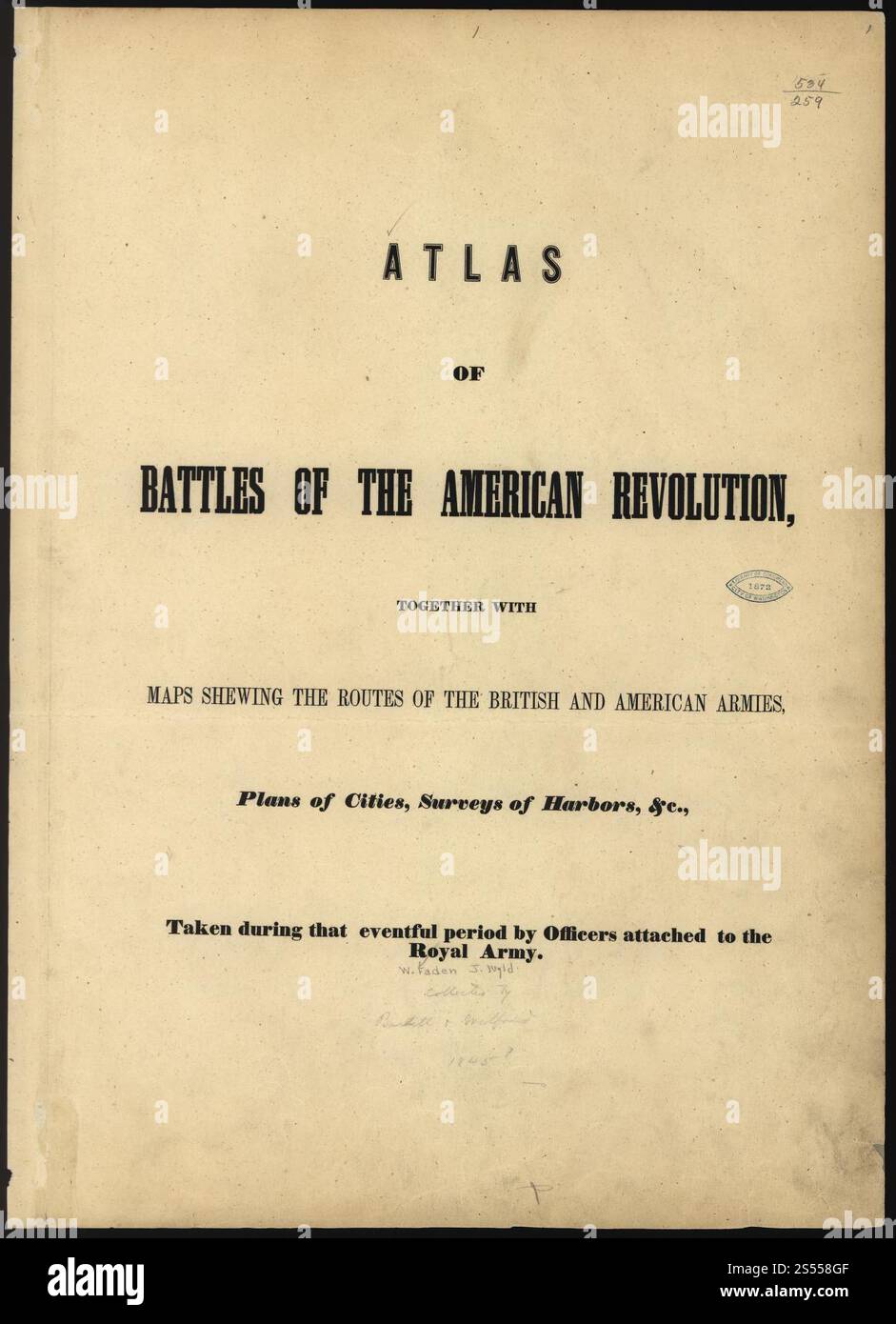 Atlas des batailles de la Révolution américaine, avec des cartes montrant les routes des armées britannique et américaine, des plans des villes, des relevés des ports, &c., 1845 par Faden William Banque D'Images