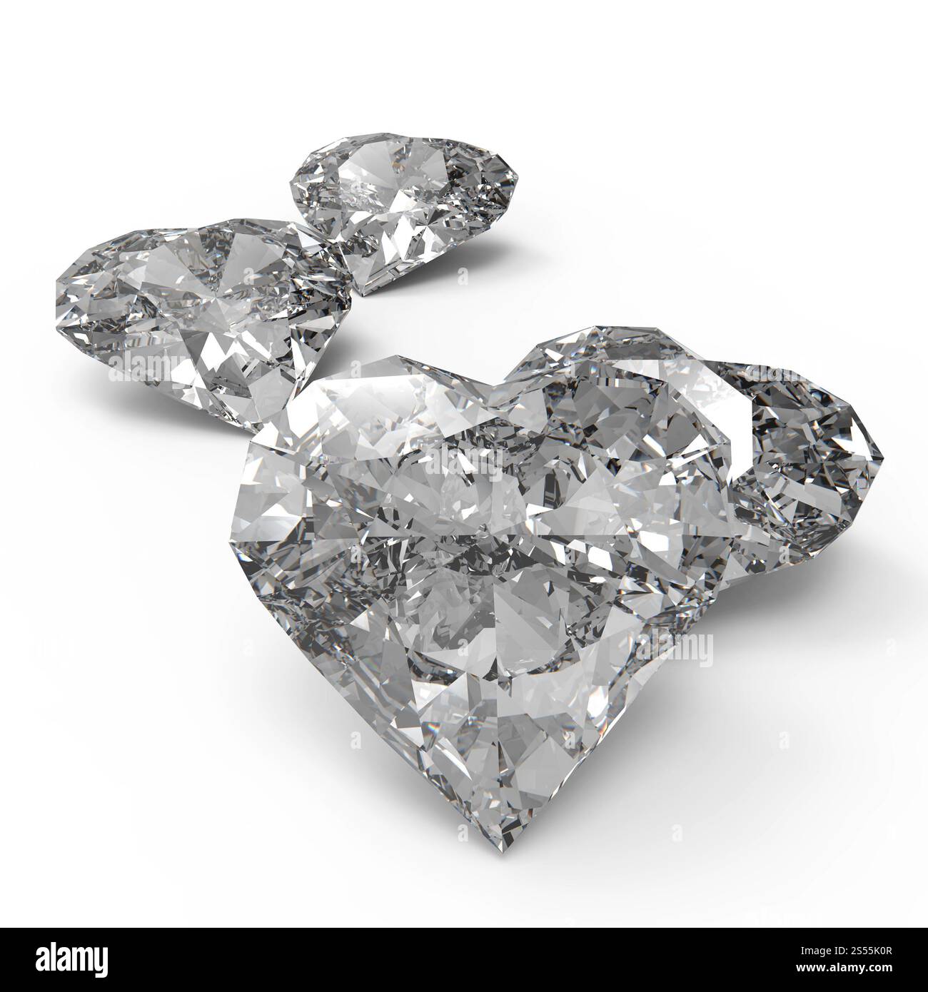 Forme de coeur diamant sur la surface noire ou blanche Banque D'Images