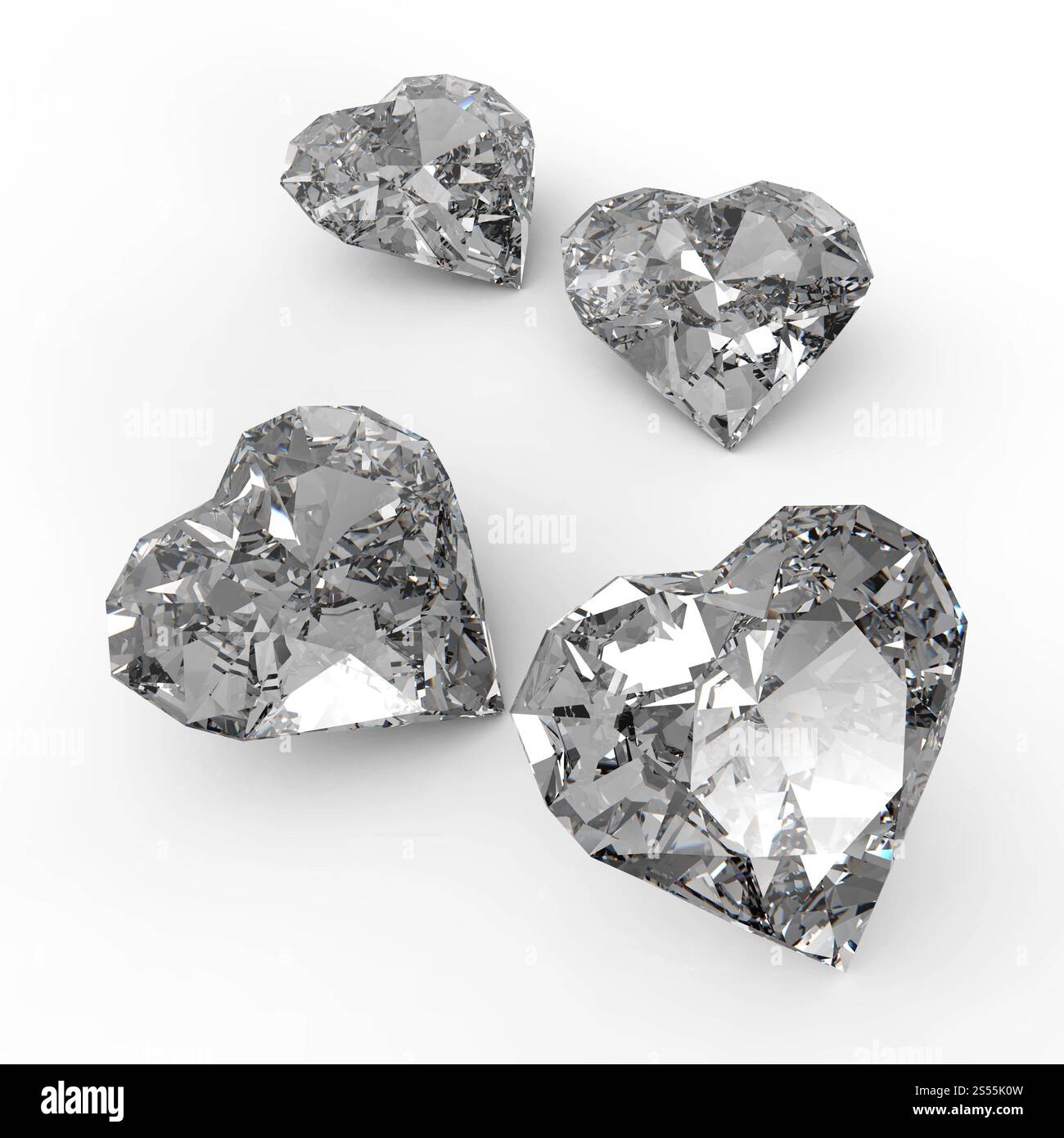 Forme de coeur diamant sur la surface noire ou blanche Banque D'Images