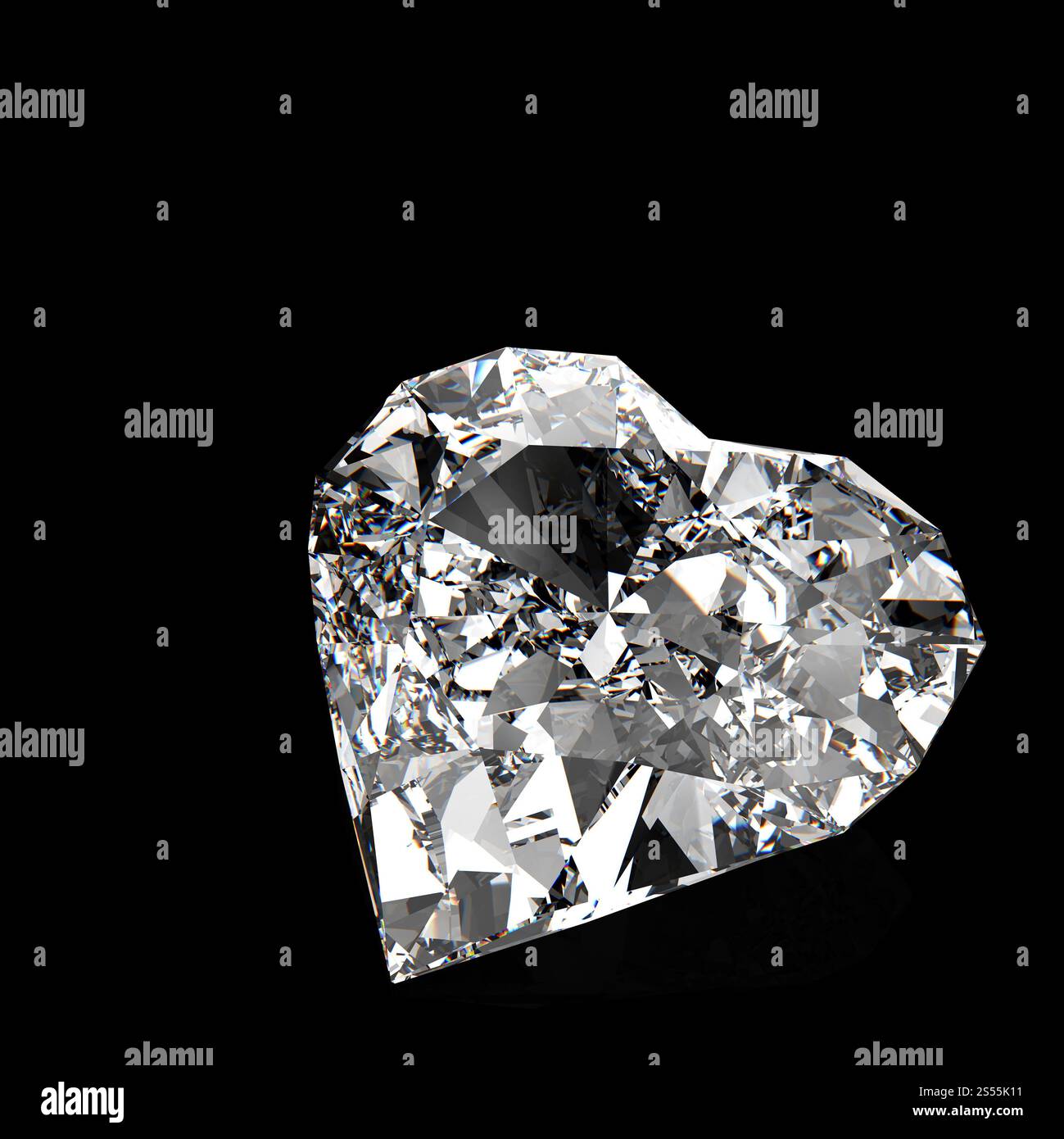 Forme de coeur diamant sur la surface noire ou blanche Banque D'Images
