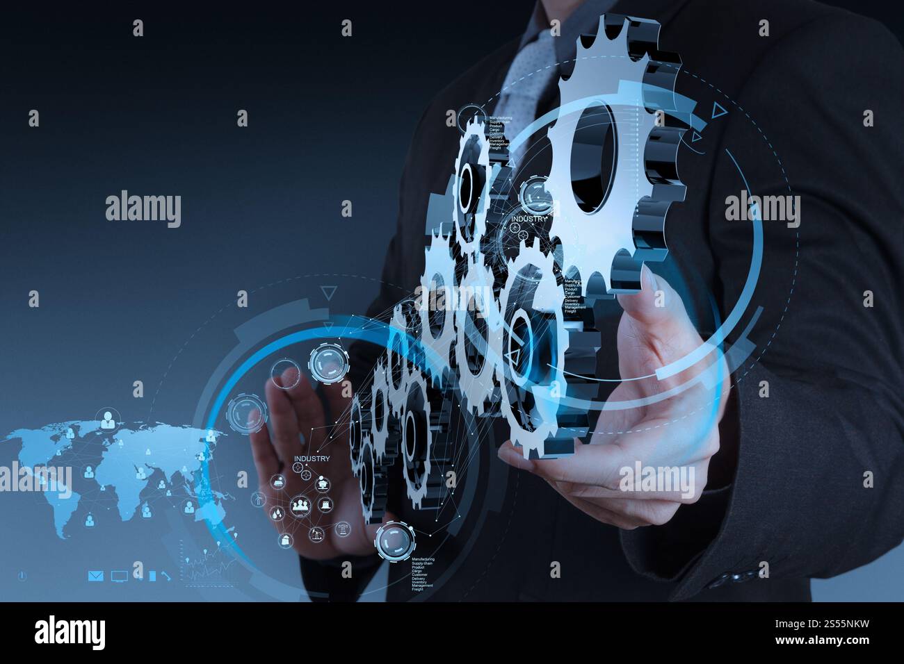 Businessman part travailler avec coggear à succès comme concept Banque D'Images