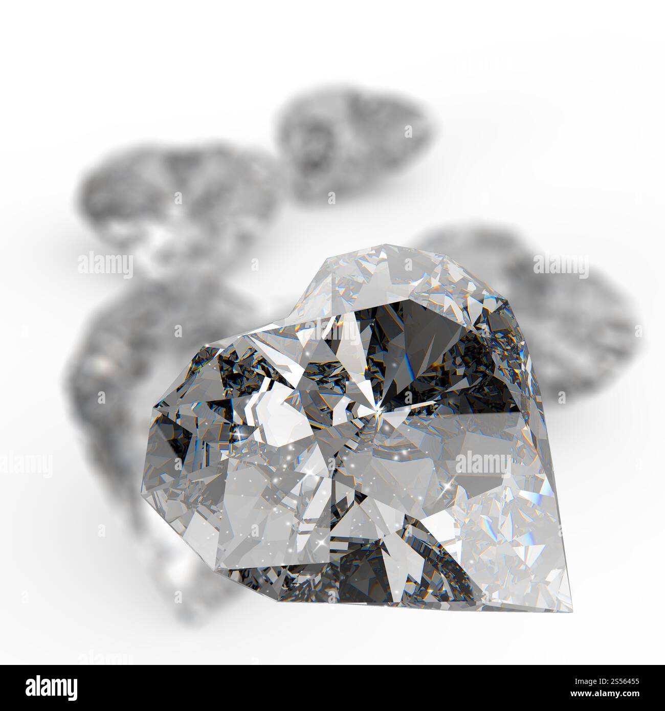 Forme de coeur diamant sur la surface noire ou blanche Banque D'Images