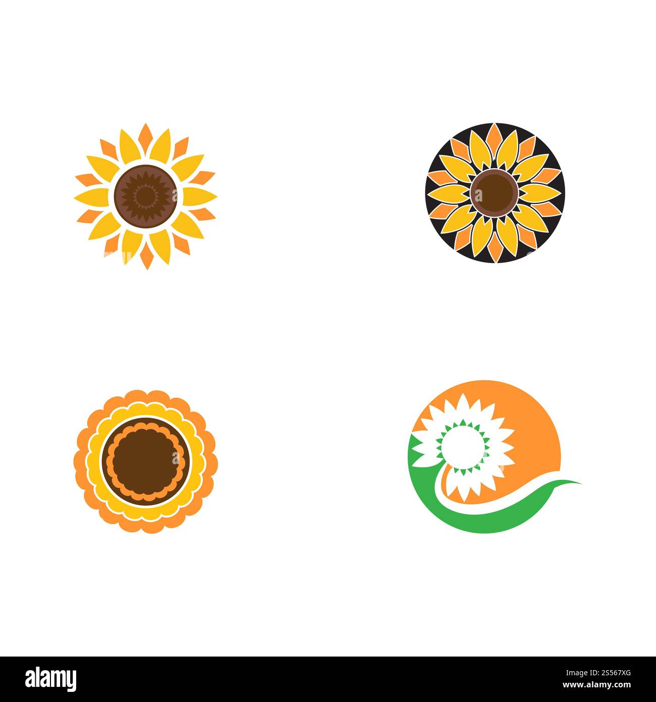 Définir le modèle de logo Sun Flower motif d'illustration d'icône vectorielle Banque D'Images