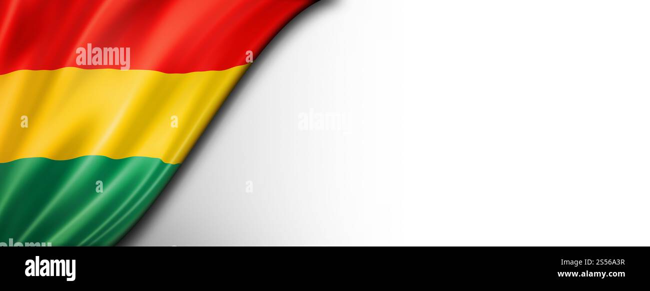 Drapeau de Bolivie isolé sur blanc. Bannière panoramique horizontale. Drapeau bolivien isolé sur bannière blanche Banque D'Images