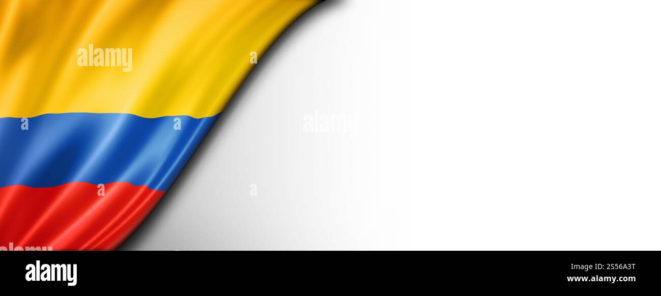 Drapeau colombien isolé sur blanc. Bannière panoramique horizontale. Drapeau colombien isolé sur bannière blanche Banque D'Images