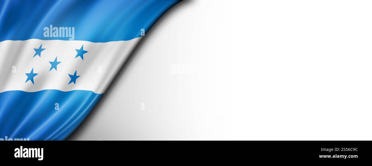 Drapeau du Honduras isolé sur blanc. Bannière panoramique horizontale. Drapeau du Honduras isolé sur une bannière blanche Banque D'Images