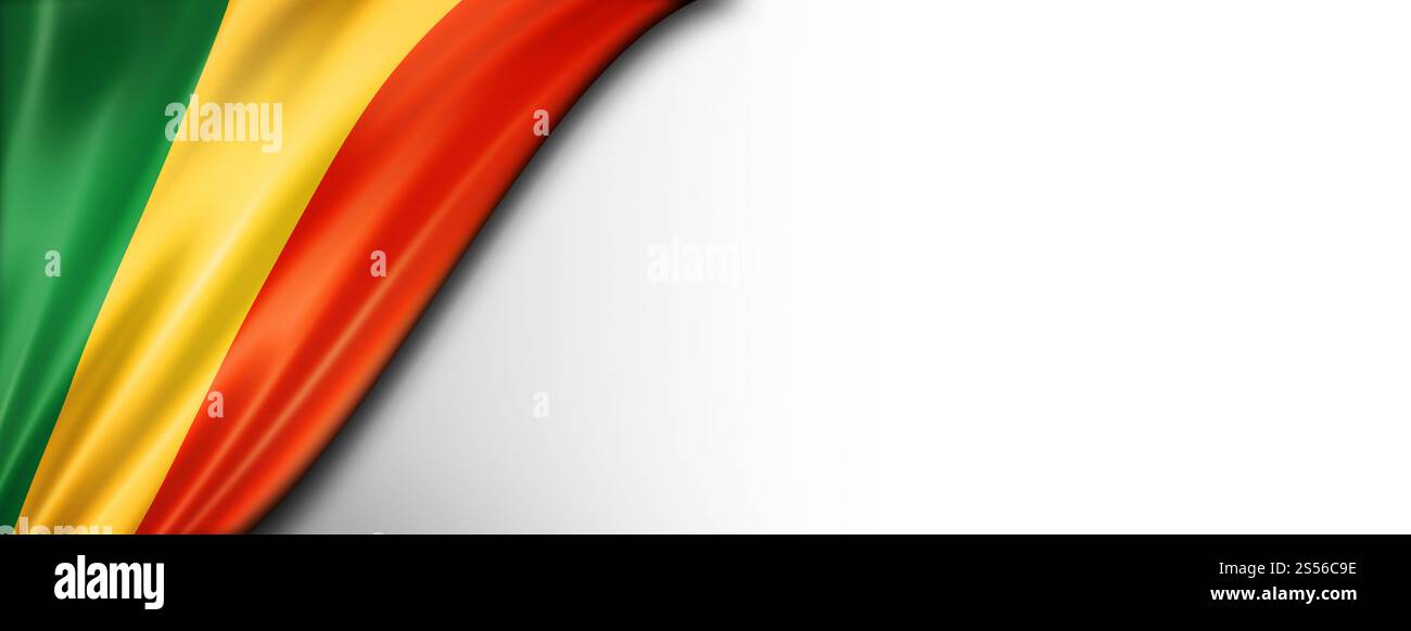 Drapeau du Mali isolé sur blanc. Bannière panoramique horizontale. Drapeau du Mali isolé sur bannière blanche Banque D'Images