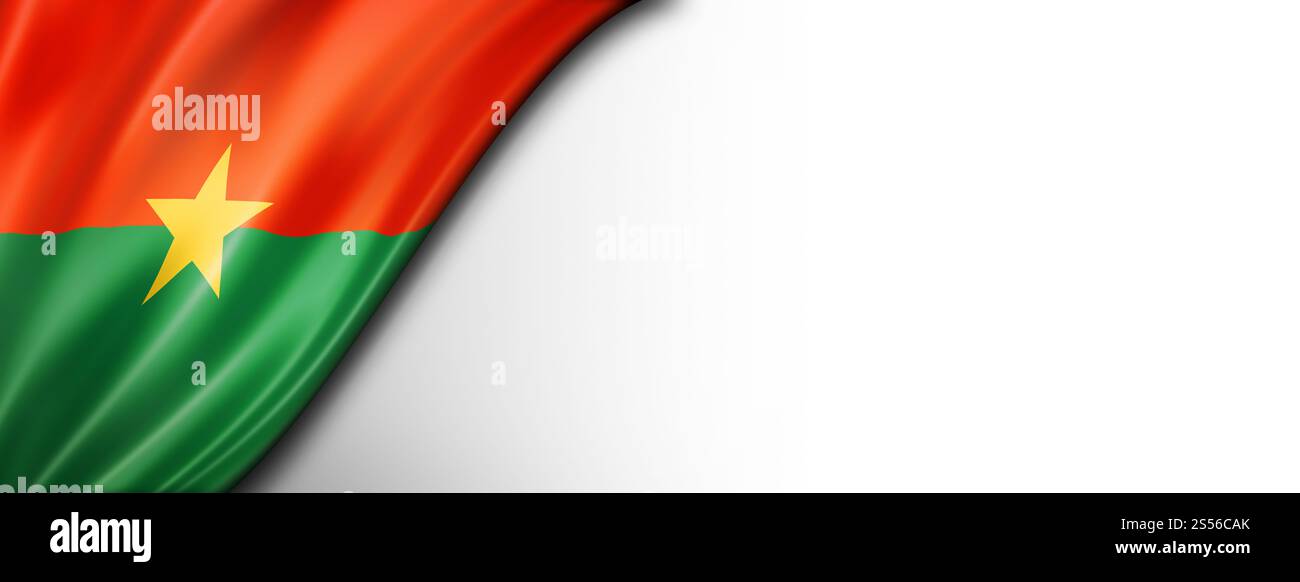 Drapeau du Burkina Faso isolé sur blanc. Bannière panoramique horizontale. Drapeau du Burkina Faso isolé sur bannière blanche Banque D'Images