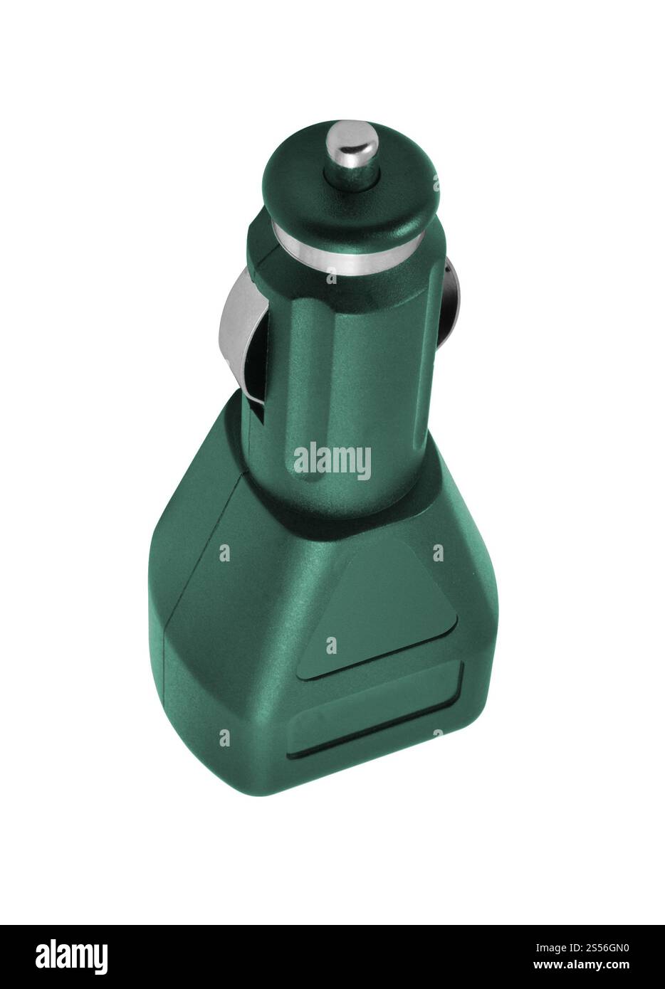 Chargeur de voiture de dispositif électronique USB isolé sur fond blanc. Chargeur de voiture pour appareil électronique USB Banque D'Images