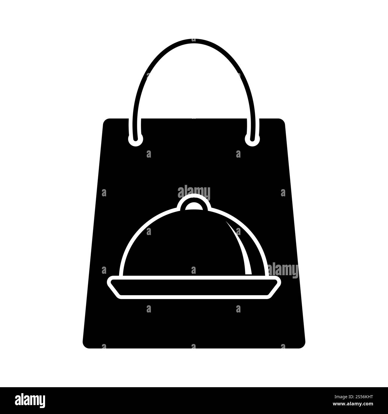 Icône sac en papier avec cloche. Motif pochoir noir. Illustration vectorielle. Banque D'Images