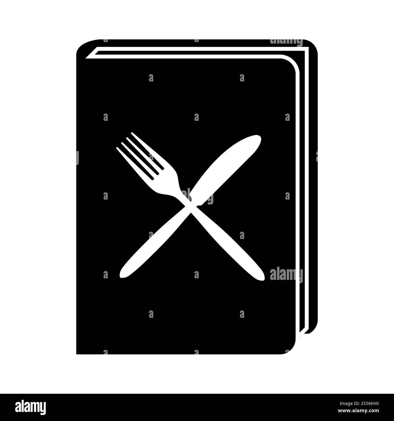 Icône Menu Livre. Motif pochoir noir. Illustration vectorielle. Banque D'Images