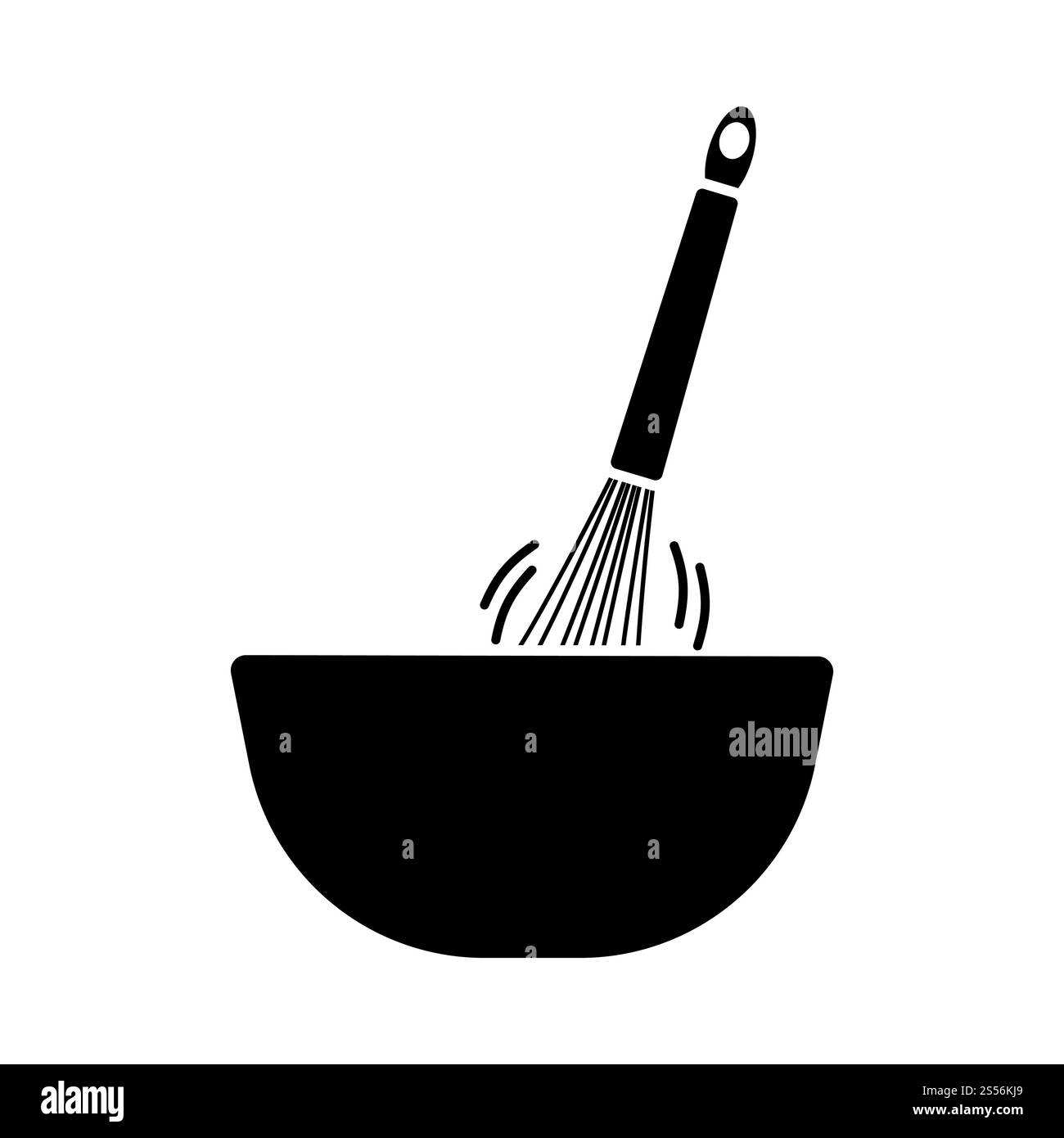 Mélange de la corolle dans l'icône du bol. Motif pochoir noir. Illustration vectorielle. Banque D'Images