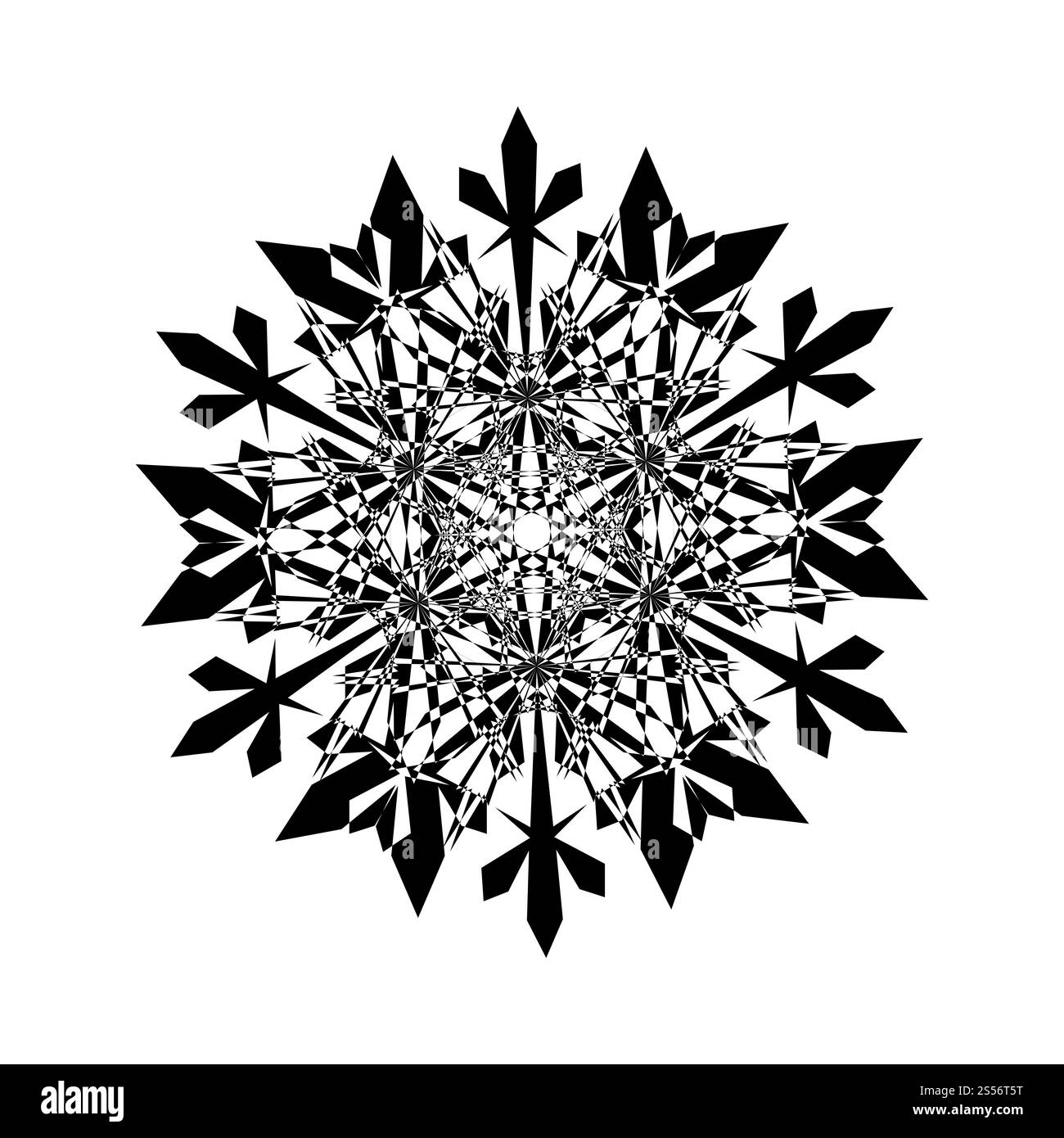 Icône flocon de neige. Icône en forme de flocon de neige. Flocon de neige à motif plat. Motif de neige, couleur noire. Illustration vectorielle. Banque D'Images