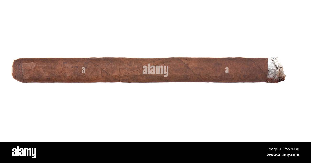 Cigare fumant havana isolé sur un fond blanc. Cigare fumant de la havane isolé Banque D'Images