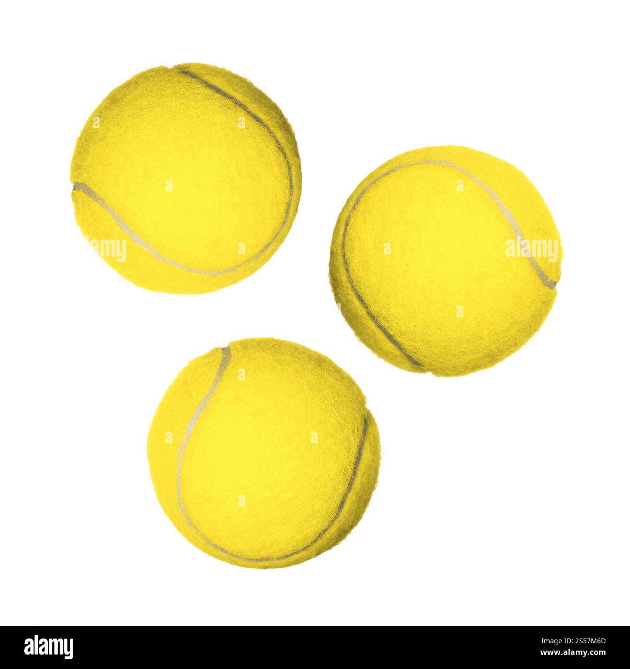 Trois balles de tennis isolées sur fond blanc. Trois balles de tennis Banque D'Images