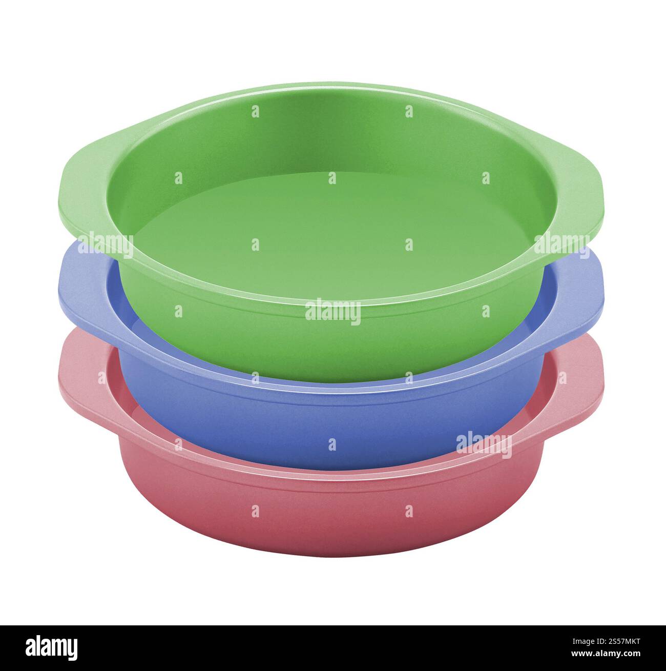 Bols de nourriture pour chiens isolés sur fond blanc. Bols à nourriture pour chiens Banque D'Images
