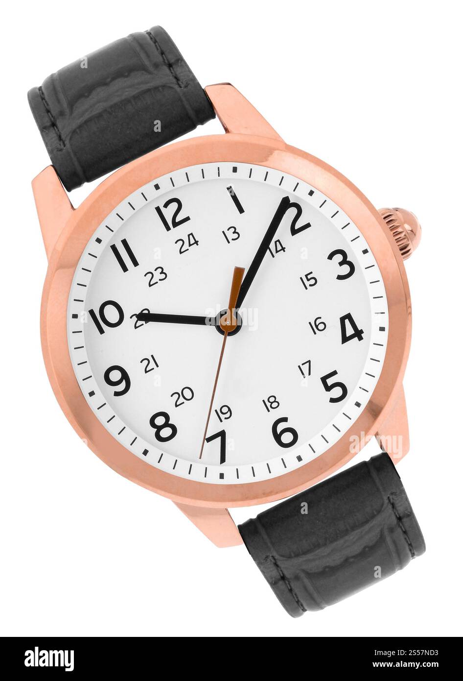 montres de luxe avec un bracelet en cuir sur fond blanc. montres de luxe avec bracelet en cuir Banque D'Images