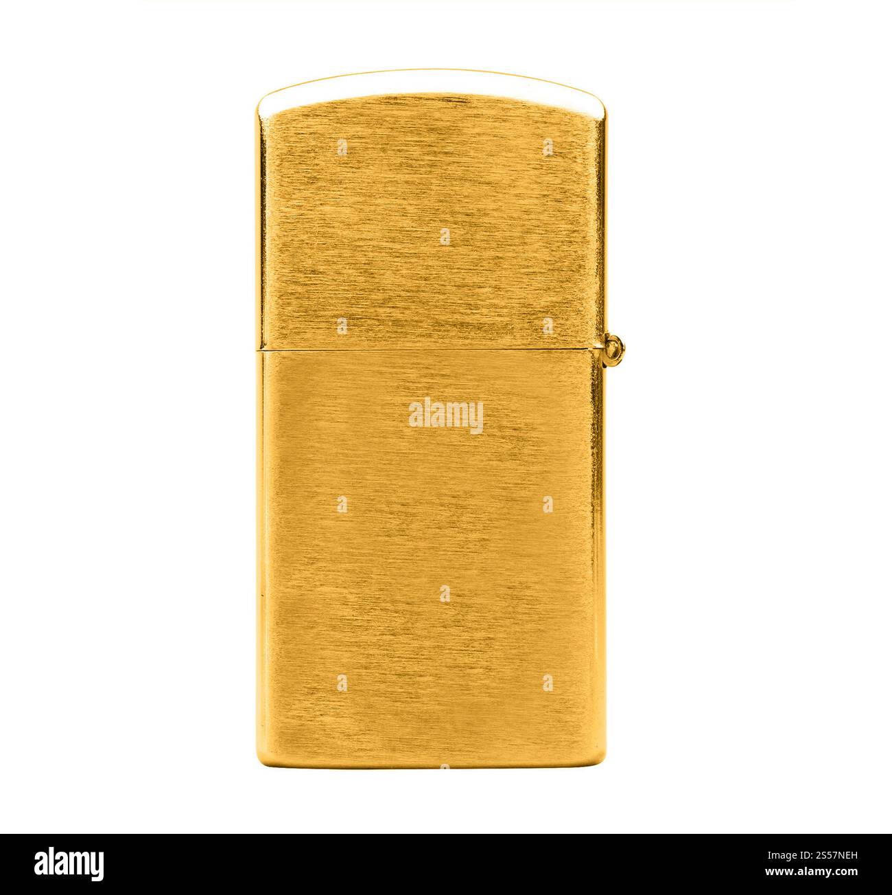 Élégant briquet à gaz doré isolé sur fond blanc. Élégant briquet à gaz doré Banque D'Images