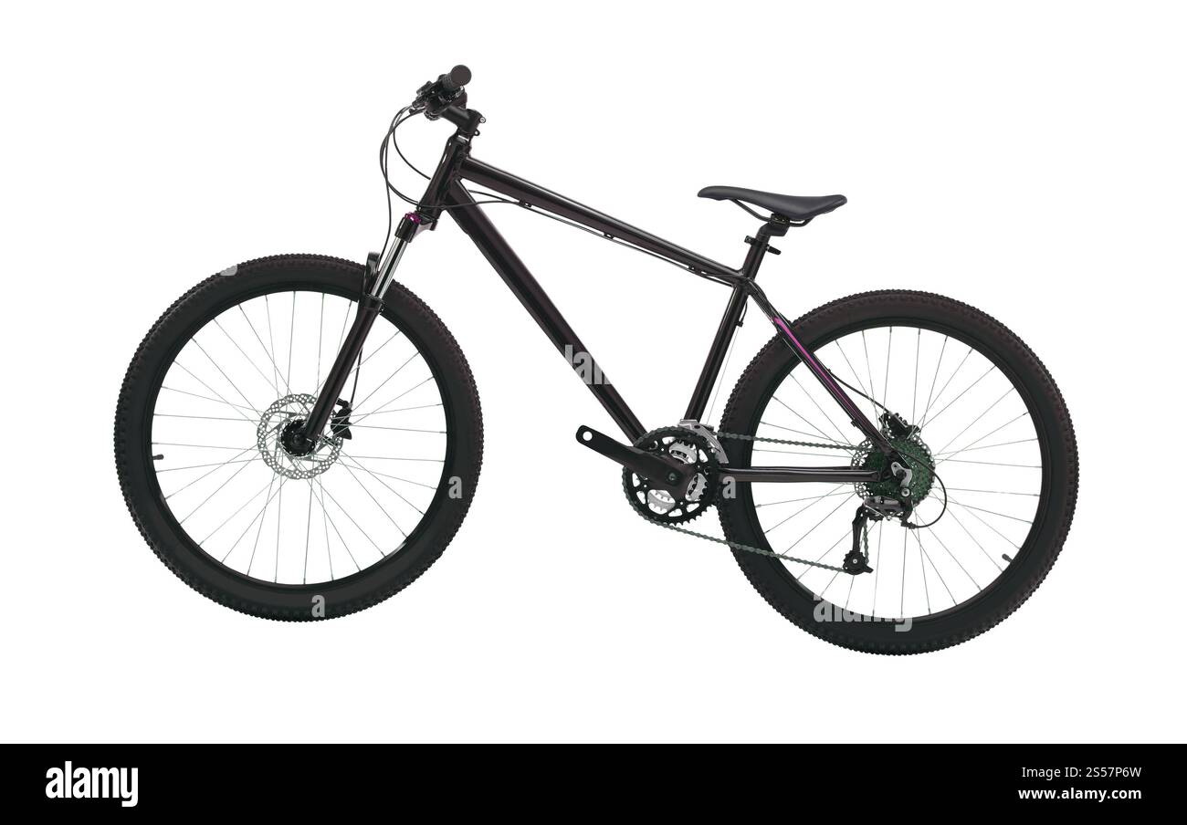 vélo de montagne noir isolé sur fond blanc. vélo de montagne noir isolé Banque D'Images