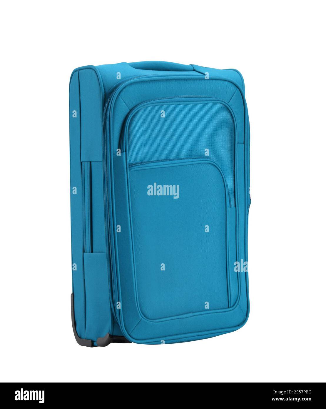Grande valise bleue isolée sur fond blanc. Grande valise bleue Banque D'Images