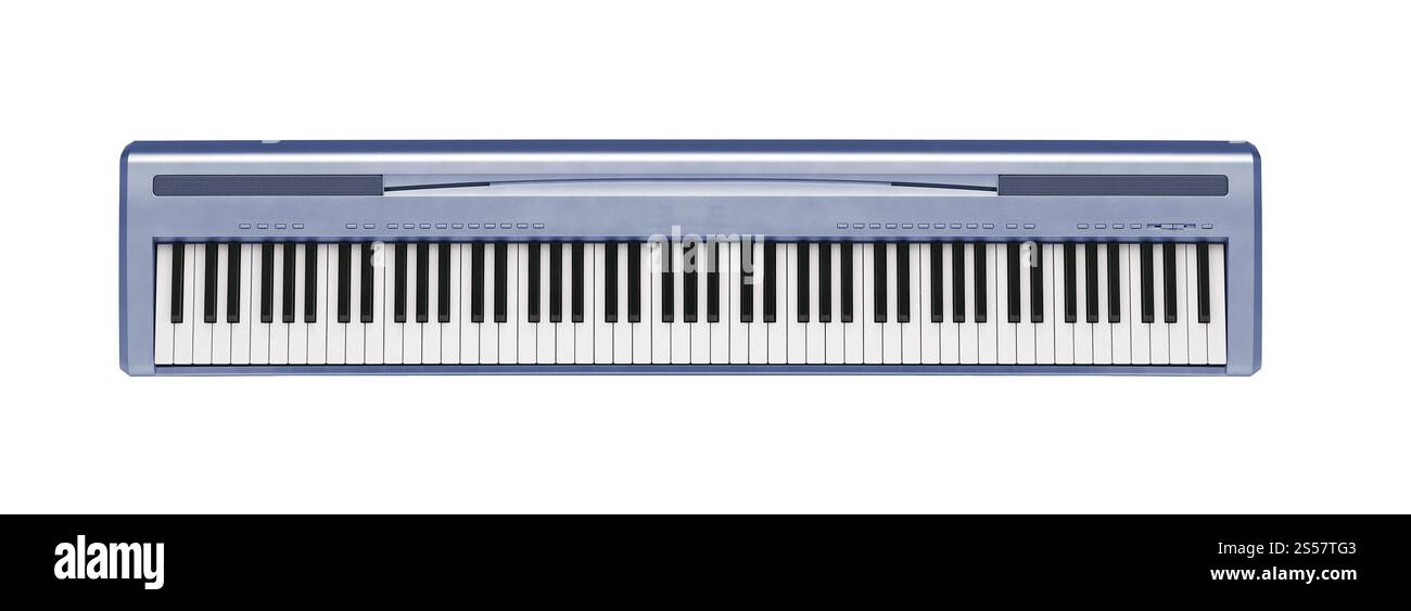 synthétiseur bleu isolé sur fond blanc. synthétiseur bleu isolé Banque D'Images