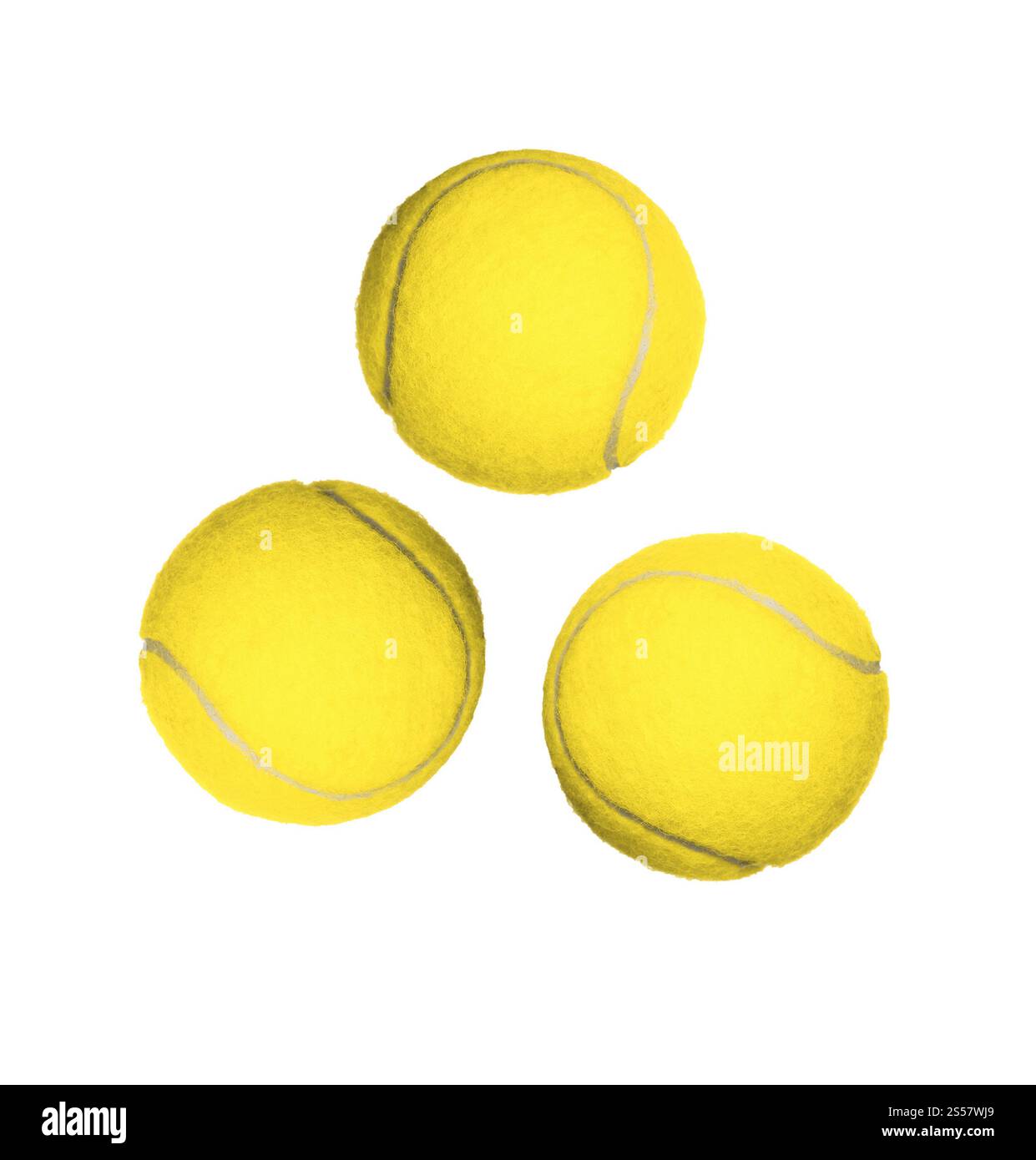 Trois balles de tennis isolées sur fond blanc. Trois balles de tennis isolées Banque D'Images