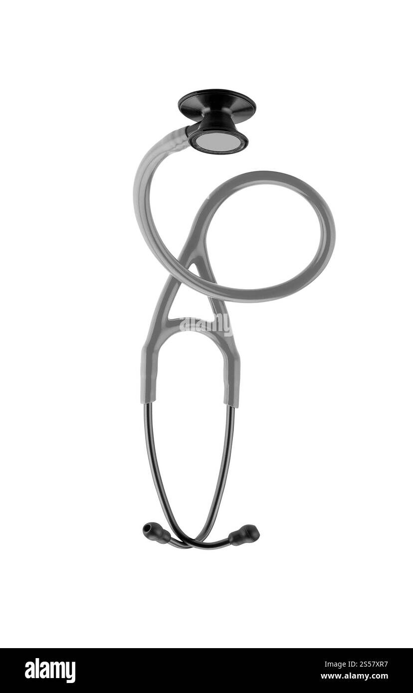 Stéthoscope isolé sur fond blanc Banque D'Images