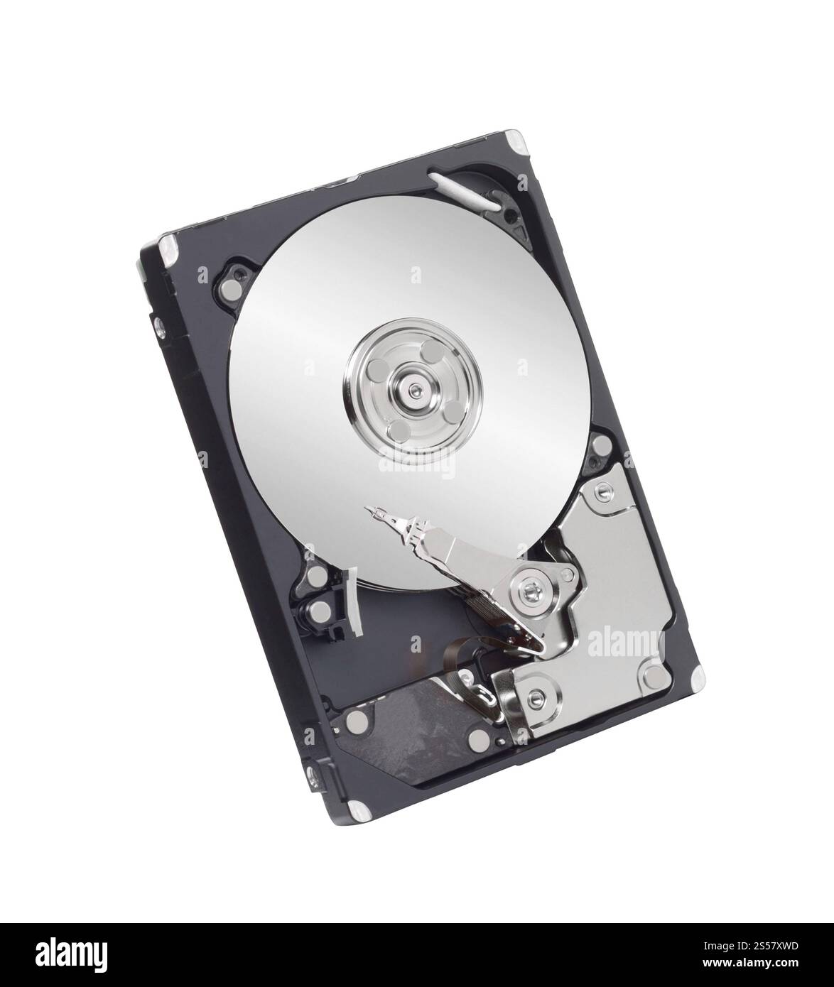 Disque dur à l'intérieur isolé sur fond blanc Banque D'Images