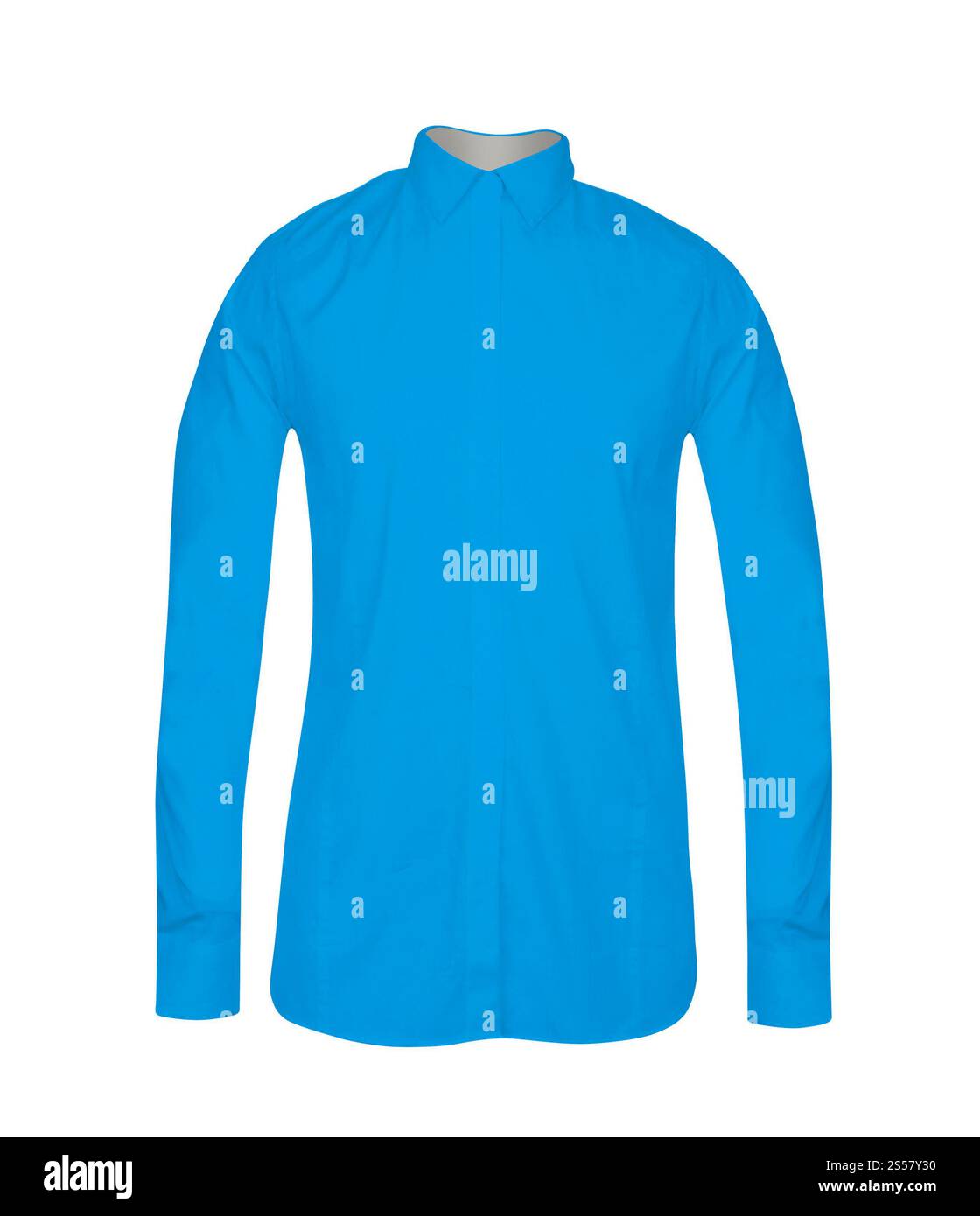 Chemise bleue isolée sur fond blanc Banque D'Images