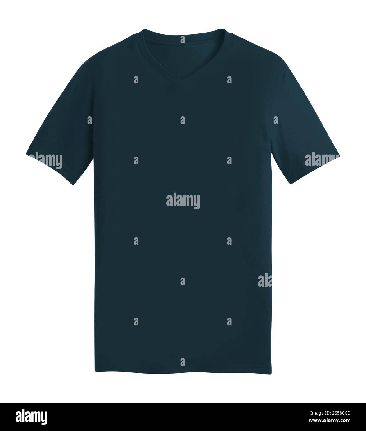 Modèle de tshirt bleu foncé isolé sur fond blanc. Modèle de tshirt bleu foncé Banque D'Images