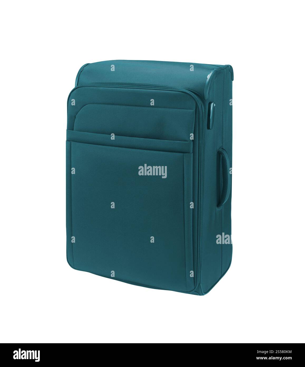 Grande valise bleue isolée sur fond blanc Banque D'Images