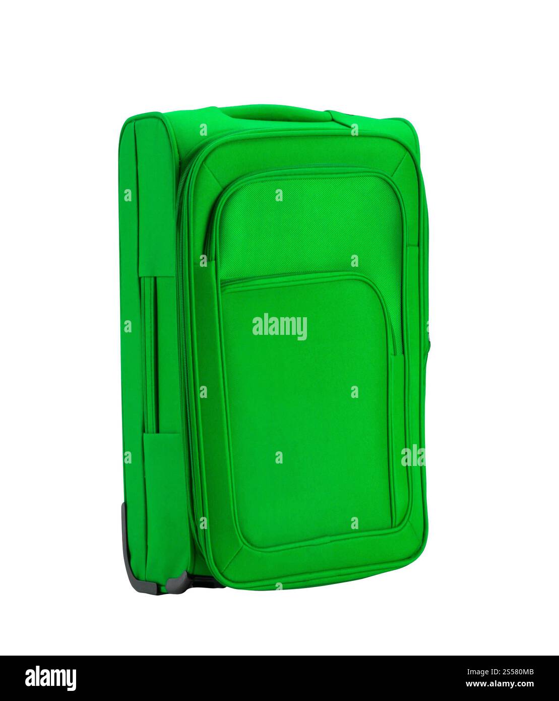 Grande valise verte isolée sur fond blanc Banque D'Images