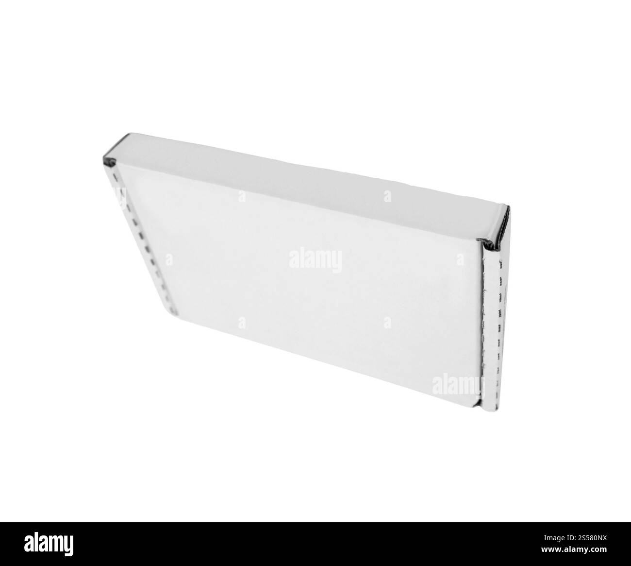 Boîte en carton isolée sur un fond blanc Banque D'Images