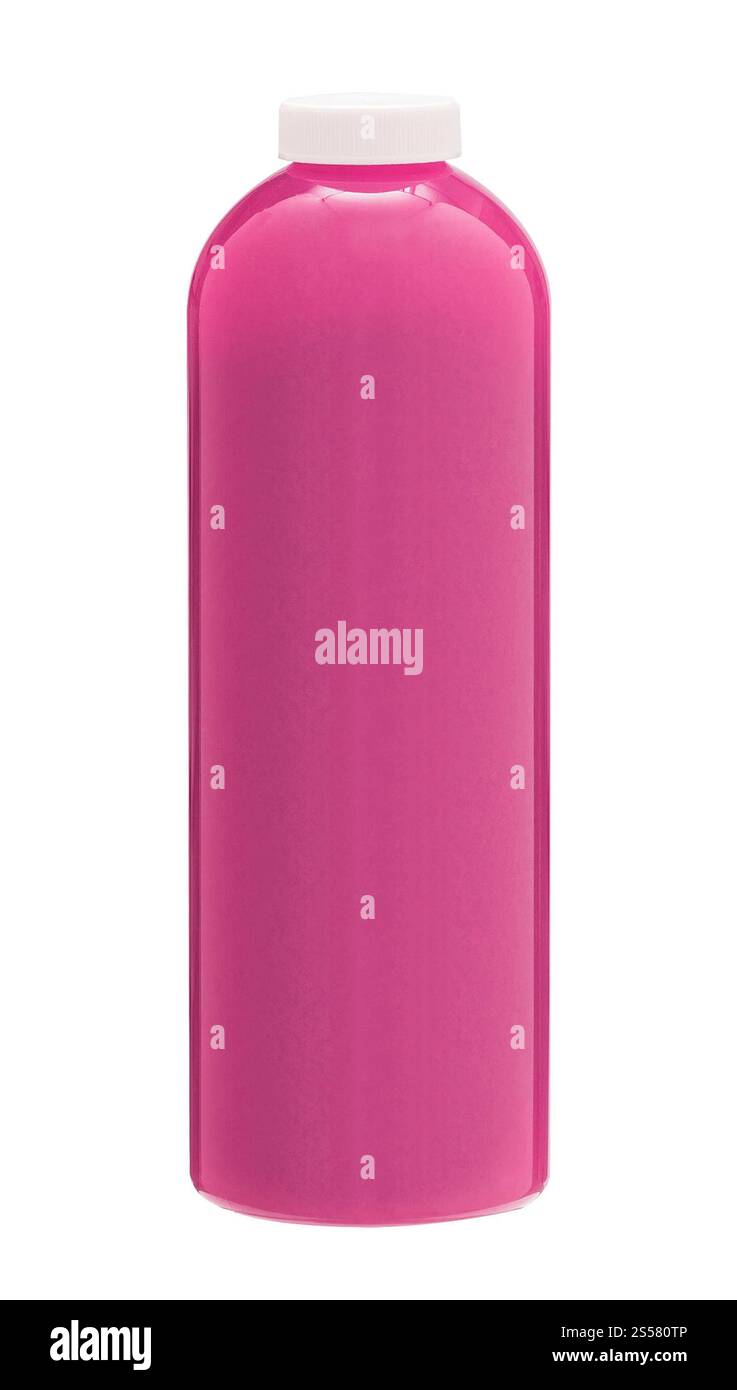 bouteille de couleur rose isolée sur blanc Banque D'Images