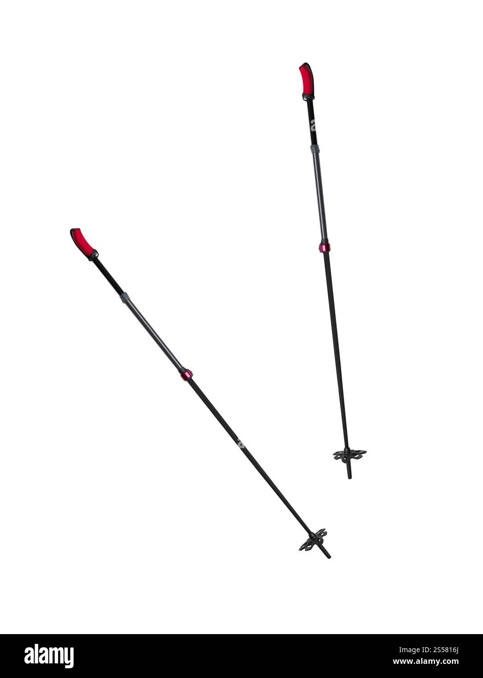 Bâtons de ski et de randonnée avec de grandes tasses à neige isolés Banque D'Images