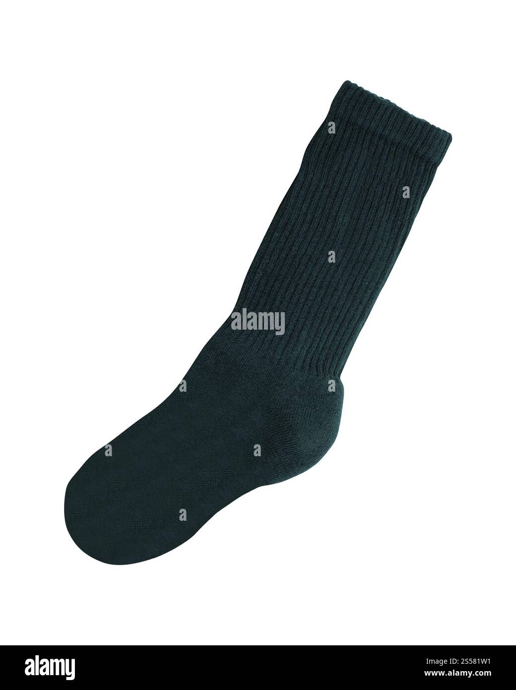 chaussette noire sur fond blanc. chaussette noire Banque D'Images