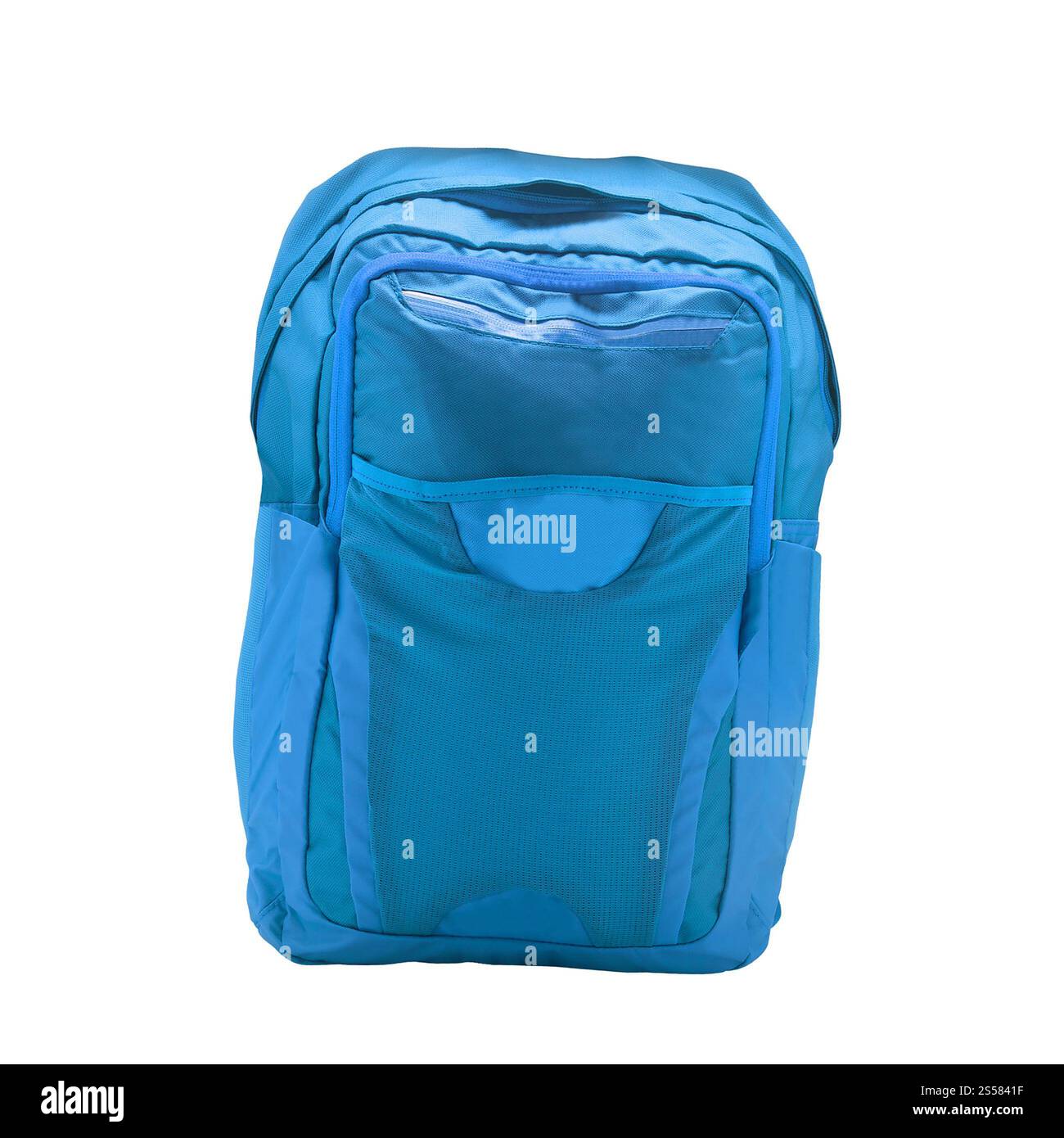 sac à dos bleu, isolé sur blanc. Banque D'Images