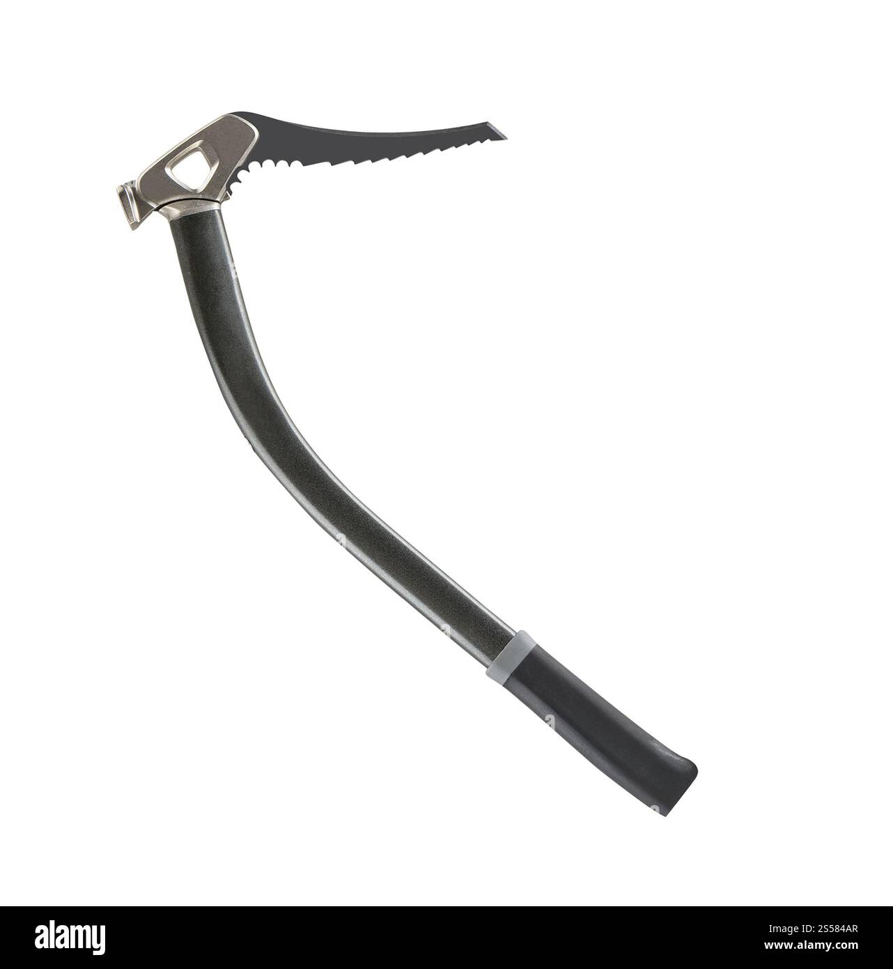 équipement de roche de piolet d'escalade isolé sur blanc Banque D'Images