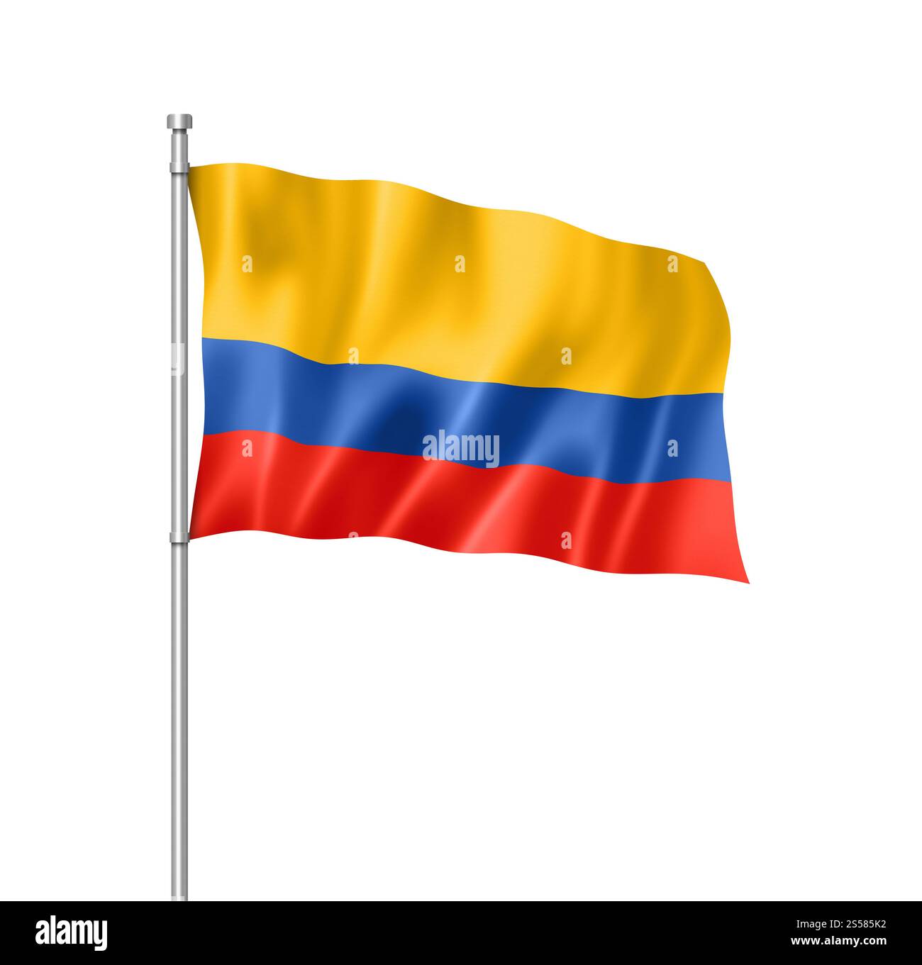 Drapeau de Colombie, rendu tridimensionnel, isolé sur blanc. Drapeau colombien isolé sur blanc Banque D'Images