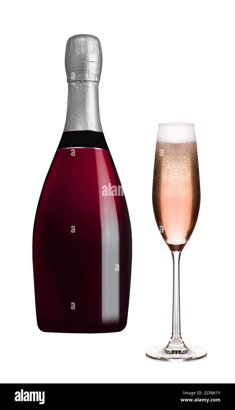 Bouteille de champagne et coupe de champagne Banque D'Images