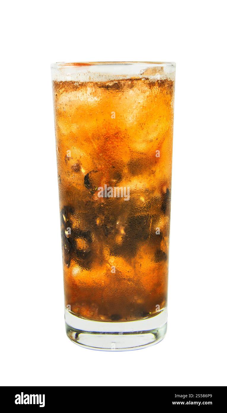 thé glacé au citron isolé sur fond blanc Banque D'Images