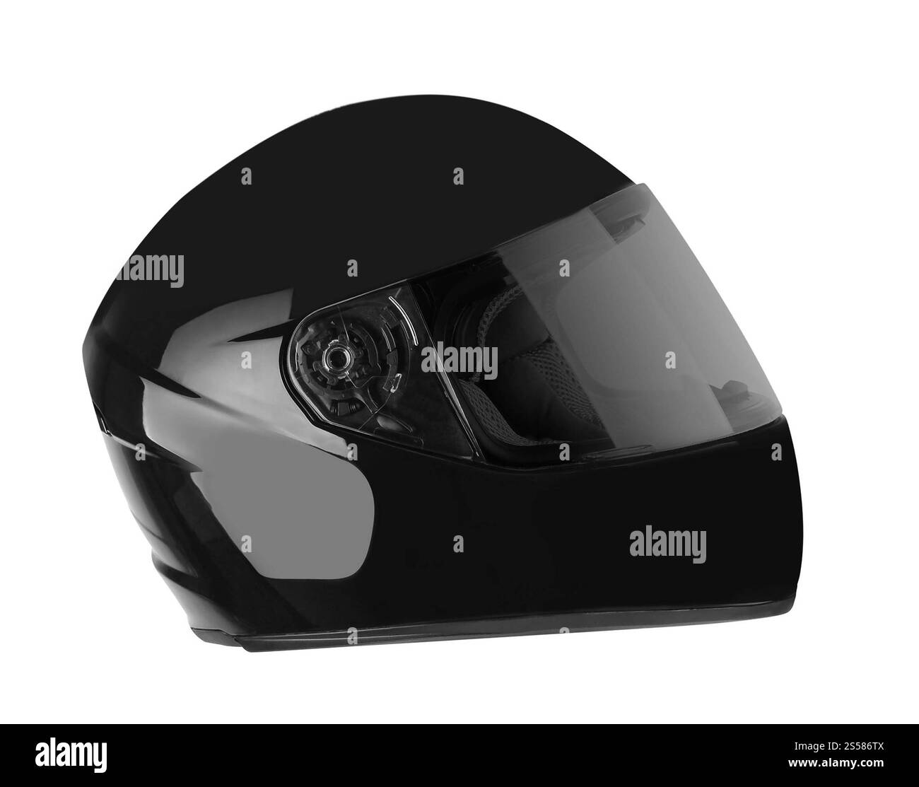 Casque noir isolé sur fond blanc Banque D'Images