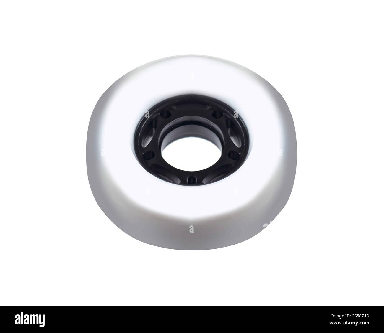 roue blanche de patin en ligne Banque D'Images