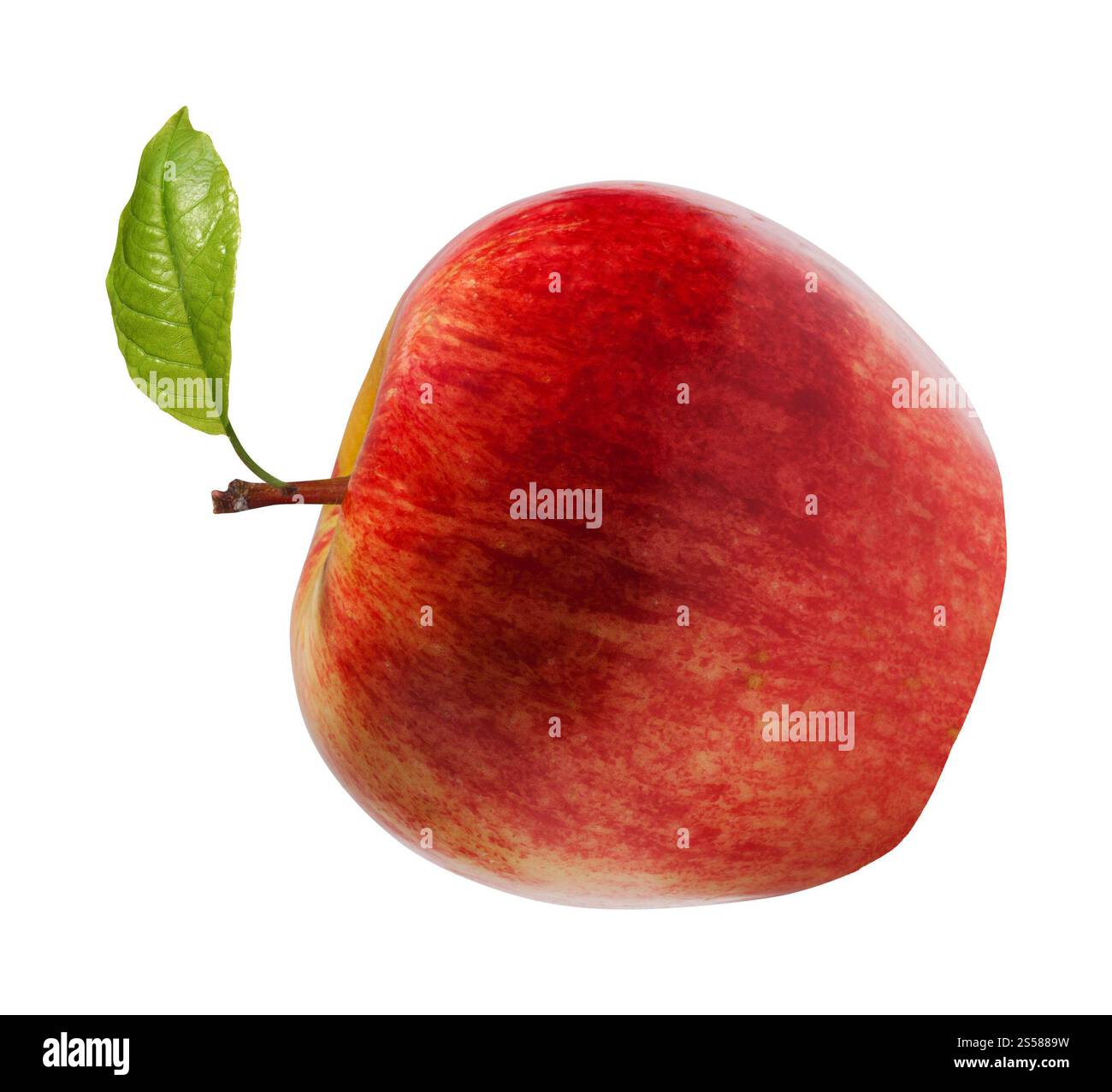 Pomme rouge sur fond blanc Banque D'Images