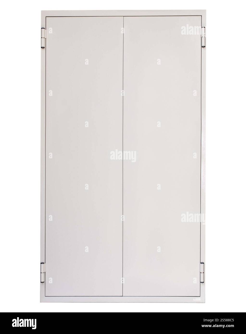 portes métalliques isolées sur blanc Banque D'Images